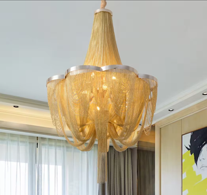 Zèle Éclairage mariage Artistique frange pendentif lumière Moderne En Aluminium Chaîne Gland Lustre - Product Image 4