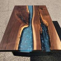 Table de luxe en résine époxy avec dalles de bois, 3 pieds x 3 pieds, MOQ 1 pièce, en stock, prête à être expédiée, prix usine