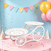 Support à gâteau rétro en plastique double couche ajouré pour mariage, anniversaire, fête, plateau de collations, pâtisseries, fruits, décoratif
