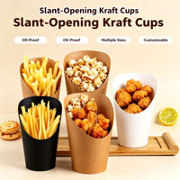 Boîte d'emballage alimentaire à emporter en papier kraft laminé épais personnalisable avec logo pour frites, œufs, glaces et gaufres – Vente en gros