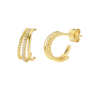 Pendientes <span class=keywords><strong>de</strong></span> Plata <span class=keywords><strong>de</strong></span> Ley S925 con Forma <span class=keywords><strong>de</strong></span> C, Huecos y con Incrustaciones <span class=keywords><strong>de</strong></span> Diamantes para Mujer, Pendientes <span class=keywords><strong>de</strong></span> Circonita <span class=keywords><strong>de</strong></span> Una Sola Fila con <span class=keywords><strong>Ondas</strong></span> <span class=keywords><strong>de</strong></span> Tres Capas - Product Image 5
