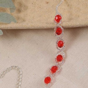Red <b>Crystal</b> Bead <b>Bracelet</b> Silver Plated Adjustable Chain Elegant <b>Women</b> Fashion Hand Jewelry - Product Image 5