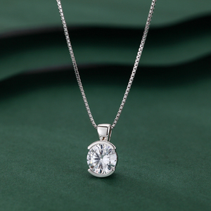 Collar de diseño redondo de Plata de Ley 925 de moda clásica 1ct 2ct 3ct solitario Moissanite diamante colgante joyería de mujer - Product Image 4