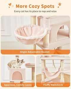 Pink <b>Large</b> Multi-level <b>Cat</b> <b>Tree</b> Tower with Hammock Luxury Modern Classic Paper Material Eco-Friendly Easy Assembly Carton - Product Image 4