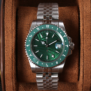 นาฬิกาข้อมือ MINUTETIME NH35 ระบบจักรกล ตัวเลขอาหรับสีเขียว ขอบเซรามิก สำหรับผู้ชาย ระบบอัตโนมัติ หน้าปัดลายใบไม้ กันน้ำ - Product Image 3