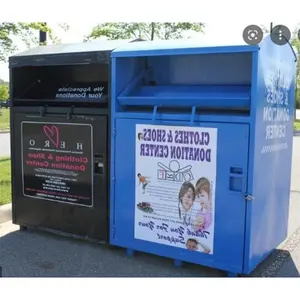 Fabriek Liefdadigheidskleding Donatiedoos Met Slot Metalen Gegalvaniseerde Stalen Kleding Recyclingbakken Te Koop
