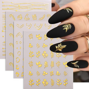 鄭翔カスタム光沢ゴールドブロッキングネイルアートステッカーCMYKカラー型抜き印刷ユーティリティネイルデカールDIYネイルアート用 - Product Image 3