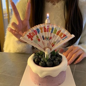 Velas de <span class=keywords><strong>Cumpleaños</strong></span>: Creativas, Semimanuales, Semimecánicas, con Forma de Abanico Automático Expandible, Sorpresa para Festivales y <span class=keywords><strong>Cumpleaños</strong></span> - Product Image 1