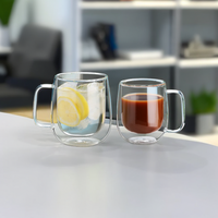 Incassable haute température résistant à la chaleur double couche mur verre jus lait tasse thé bière tasse à café avec poignée