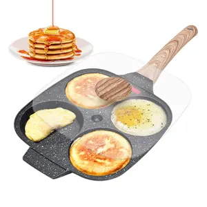 Bobikuke BPA FREE 4 trứng chiên Omelette Pan không dính 4 chén gang trứng Hamburger Frying Pan