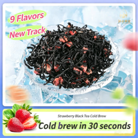 Teh Hitam Stroberi Premium, Teh Mekar, Seduh Air Panas, Daun Utuh, Potongan Stroberi Alami, Teh Herbal Buah, Kantong Teh, Kemasan Besar