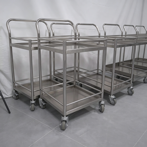 Commercial Grade 3 <b>Shelf</b> Stainless Steel <b>Utility</b> Cart Rolling Wheels Heavy Duty Food Service Trolley for Restaurant Kitchen - Product Image 2