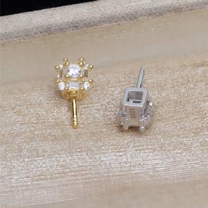 Support d'accessoires en argent S925 avec perle, boucle simple, pendentif Reine avec aiguille droite JG5440, apprêts de bijouterie vides pour DIY - Product Image 2