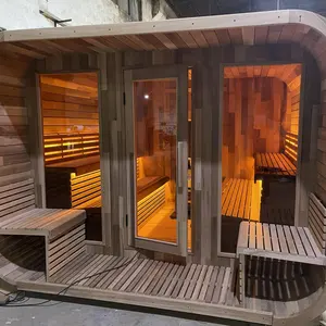 Sesuaikan 2-4 orang Outdoor ruang Sauna uap kayu dengan ruang ganti