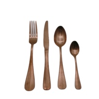 Allahome Stock Couverts Petites cuillères à quantité minimale de commande Fourchettes Couteaux Table à manger Set Couverts en cuivre Couverts en acier inoxydable