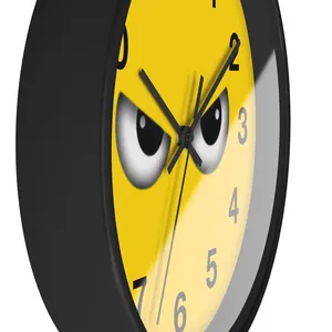 Divertente occhi arrabbiati orologio da parete 12 pollici giallo brillante movimento silenzioso perfetto per aggiungere fascino giocoso - Product Image 2