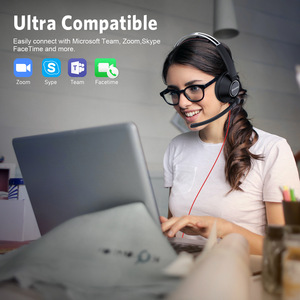 BINNUNE BH02 Auriculares con cable de una sola oreja con micrófono USB/3,5 mm para Call Center, oficina, PC, portátil, juegos - Product Image 3