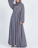 Robe musulmane en tissu personnalisée pour femmes Abaya ouverte avec manches ballon ornées de perles