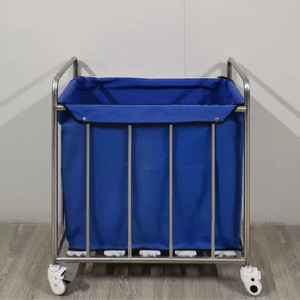 Jinbokang Stainless Steel Hospital <b>Trolley</b> 500x860mm With Blue Linen Bag For Waste Disposal And Laundry Transport - Product Image 1
