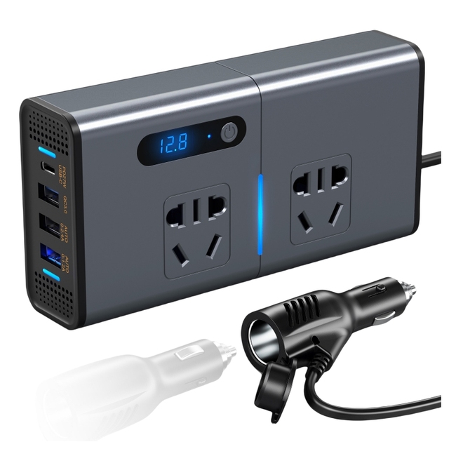 Vehicle Multi-functional 12v 24v DC Conversion AC 220V USB Socket Fast Charging Vehicle Power Inverter