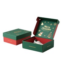 Emballage de dossiers personnalisé, boîte en carton ondulé, couvercle blanc en forme d'avion, base, papier kraft de Noël, boîte vide recyclable, chaussures