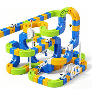 Set di 224 Pezzi Pista Ferroviaria per Bambini, Circuito Flessibile 3D, Auto Motorizzata Anti-Gravità, Regalo per Costruire Tracciati Ferroviari - Product Image 1