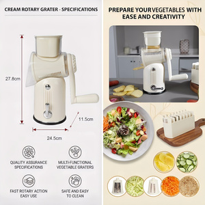 Trancheuse manuelle à 5 lames réglables en acier inoxydable Râpe à fromage <span class=keywords><strong>Mandoline</strong></span> pour légumes Déchiqueteuse de pommes de terre multifonctionnelle en métal - Product Image 5