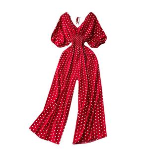 Combinaison de Vacances pour <span class=keywords><strong>Femme</strong></span> Décontractée d'Été, Jambes Larges, Manches Longues Ballon, Taille Élastique, Design Amincissant - Product Image 5