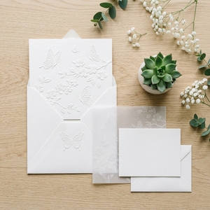 Invitations <span class=keywords><strong>de</strong></span> <span class=keywords><strong>mariage</strong></span> Coquillage Vague Océanique Gaufrée Crème Carte Épaisse Plage Personnalisée Luxe Sur Mesure OEM Impression en Gros - Product Image 3