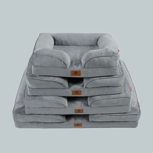 Maßgefertigtes Luxuriöses Hochwertiges Atmungsaktives Orthopädisches Graues Chenille-Kühlbett für Hunde Großhandel mit Abnehmbarem Deckel - Product Image 2