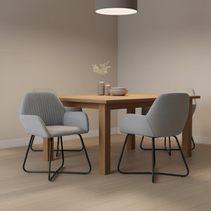 Sillas de Comedor de Tela Gris Claro, Modernas, Tapizadas, con Patas de Metal, Muebles para el Hogar - Product Image 2