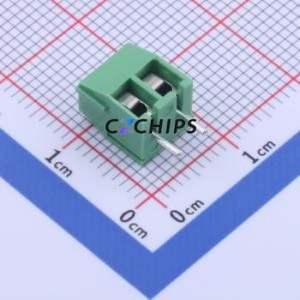 DG350-3.5-02P-14-00A(H) Screw Terminal Block Through hole Component (THT),P=3.5mm Connector 1x2P 3.5mm Green Through Hole - Product Image 1