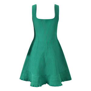 Abiti Mini Senza Maniche Verde e Rosso, Collo Quadrato, Vestito Aderente <span class=keywords><strong>Sexy</strong></span> in Maglia, Nuovo <span class=keywords><strong>Abbigliamento</strong></span> Femminile alla Moda <span class=keywords><strong>Casual</strong></span> - Product Image 2
