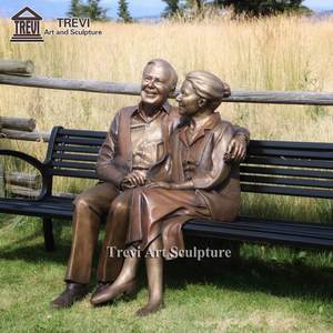 Città Street ornamento di dimensioni reali bronzo <span class=keywords><strong>vecchio</strong></span> uomo <span class=keywords><strong>e</strong></span> donna statue per la vendita - Product Image 6
