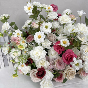 Luxueux Fleurs Artificielles Décoration blanc cluster allée fleurs Floor Runners Soie Artificielle allée Fleur Rangée Décor - Product Image 3