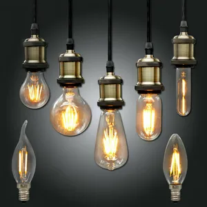 E26-Ampoule LED rétro à intensité variable, E27, B22, A60, ST64, G80, G95, G125, T30, T45, 2W, 4W, 6W, 8W, ampoule à filament vintage