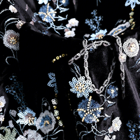 Automne hiver velours Sequin brodé tissu nouveau Style chinois gilet tissu perle Tube broderie Style Cheongsam tissu