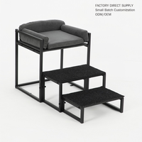 Chaise longue pliable surélevée pour animaux de compagnie avec échelle d'accès, coussin en éponge amovible, lit surélevé pour chiens et chats de petite/moyenne taille