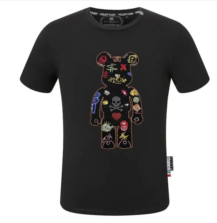 Bequemes Strass Herren PLEIN Hip Hop T-Shirt Lässig Neue T-Shirts Hohe Qualität