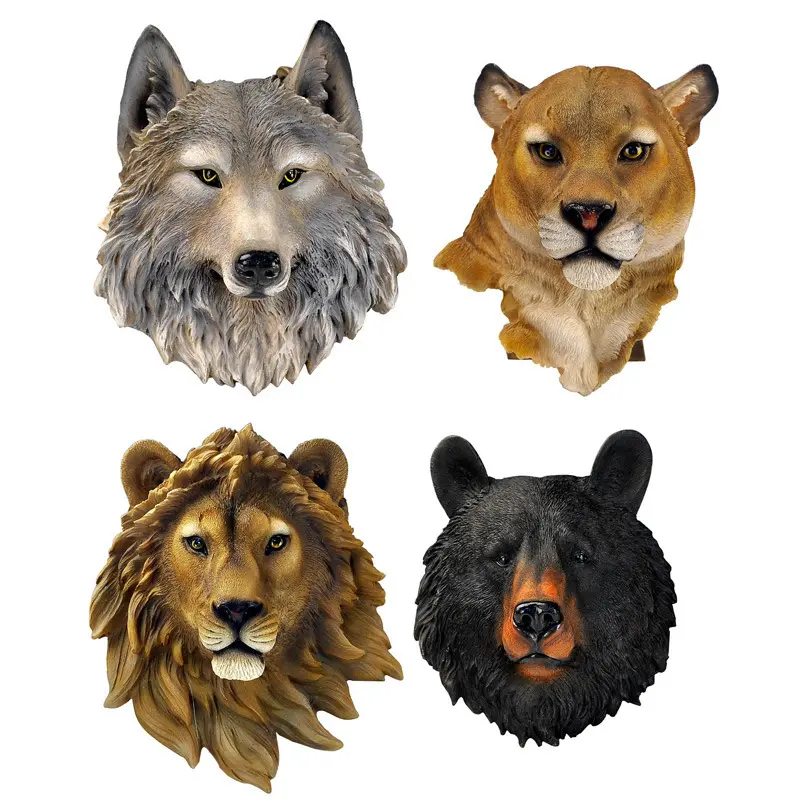 MakeWell-Colgante de pared de cabeza de Animal, artesanía de resina, artesanía de campo americano, adornos creativos de simulación de cabeza de Animal