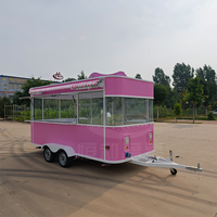 Food Truck Électrique Rose de Luxe avec Cabine Intégrée |   Présentoir mobile sur pied pour la vente au détail et bars à desserts avec plateforme frontale