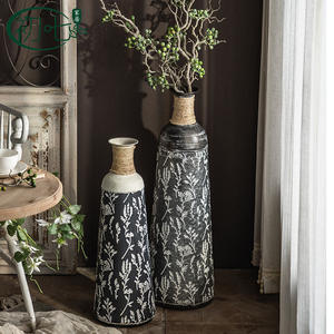 Jarrón de suelo de hierro rústico, redondo, decorativo, para sala de estar, entrada de hotel - Product Image 5