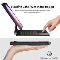 Étui à clavier magique pour Samsung Galaxy Tab S9/S8/S7 11 avec housse magnétique pour tablette,fente pour stylo externe (blanc)