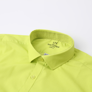 Logo personalizzato elasticizzato elegante <span class=keywords><strong>uomo</strong></span> d'affari manica lunga <span class=keywords><strong>verde</strong></span> tinta unita camicie da <span class=keywords><strong>uomo</strong></span> - Product Image 2