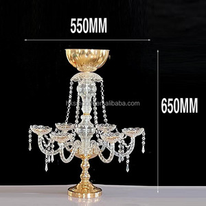 SMOOTH Wholesale Wedding Events <b>Table</b> Decoration Centerpiece Gold Metal Candle Holder With Crystal - Product Image 2