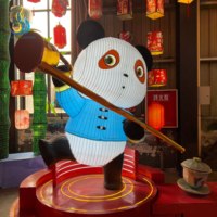 Maßgefertigte Chinesische Panda-Festival-Laterne LED-Beleuchtete Tier-Laterne für Mittherbstfest-Dekoration