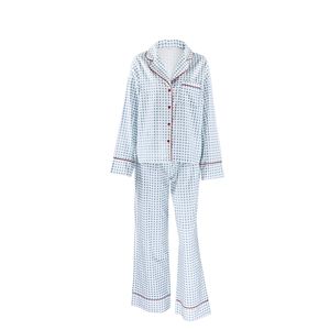 Set <span class=keywords><strong>Pigiama</strong></span> a Quadri in Puro <span class=keywords><strong>Cotone</strong></span> SMOOTH, Maniche Lunghe, Primavera ed Estate, Confortevole e Delicato sulla Pelle, Abbigliamento da Casa per Donne - Product Image 5