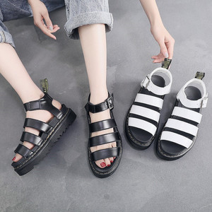 Sandales d'été pour femmes en cuir véritable, style romain à boucle, à bout ouvert, respirantes, à semelle épaisse, pour la marche - Product Image 4