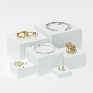 6 Soportes Blancos para Buffet, Exhibidores Acrílicos Blancos para <span class=keywords><strong>Bodas</strong></span>, Catering, Postres, Pasteles y Alimentos - Product Image 4