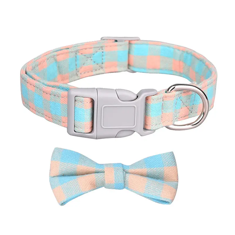 Unique Style Plaid Pattern Printing Cute Bow-knot Dog Collars Adjustable Dog Lover Gifts